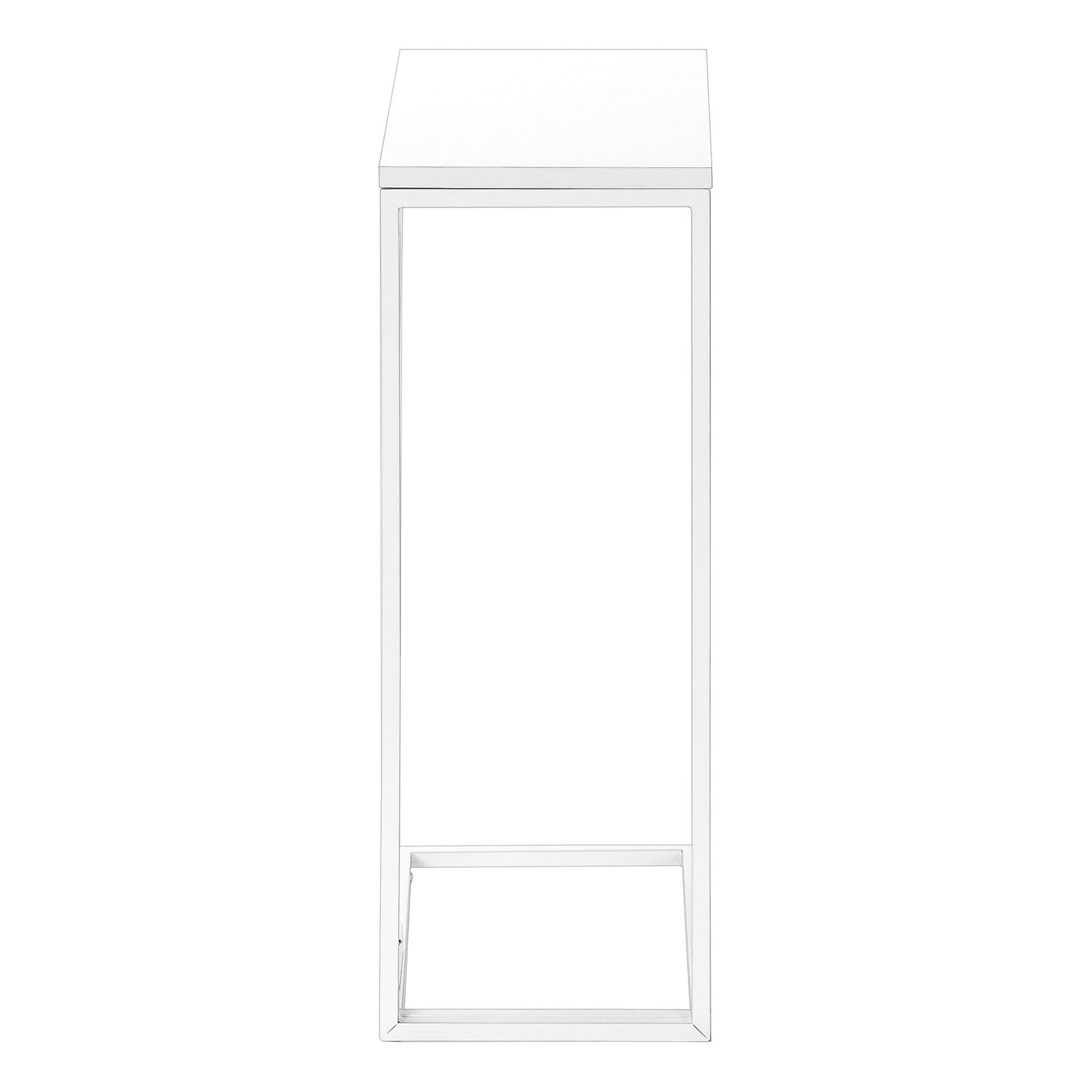 Accent Table, C Shaped, End, Side, Snack, Living Room, Bedroom, Contemporary, Modern White Mdf