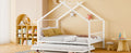Full Size Metal House Bed With Twin Size Trundle, White Full White Metal