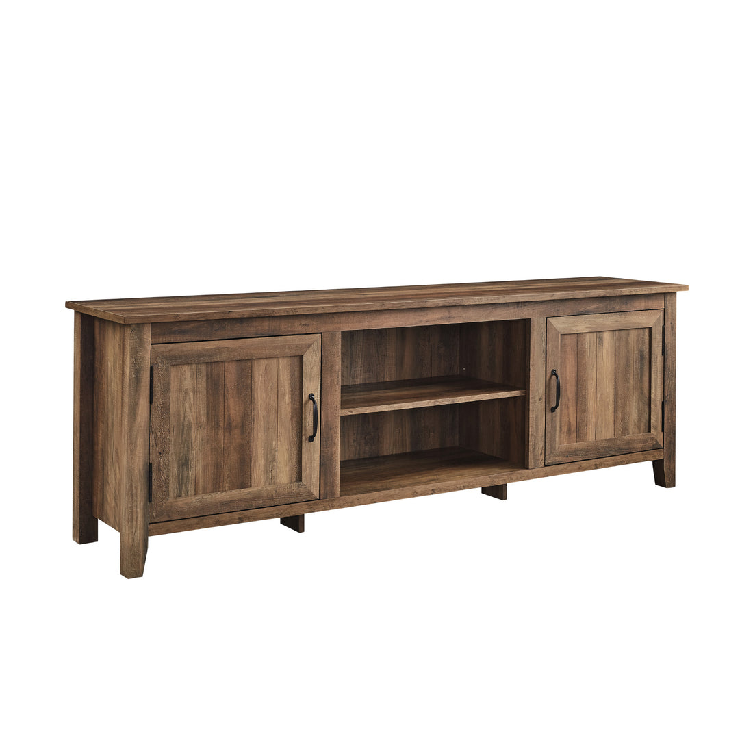 Modern Farmhouse 2 Door Grooved 70" Tv Stand For 85" Tvs Rustic Oak Oak Mdf