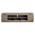 92 Inch Rustic Wood Tv Entertainment Console, Low Profile, Brown Brown 90 Inches Or Larger Wood