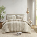 Full Queen 3 Piece Striped Cotton Duvet Cover Set Queen Multicolor Cotton