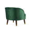 Upholstered Barrel Accent Chair With Wooden Legs Emerald Rubberwood Velvet
