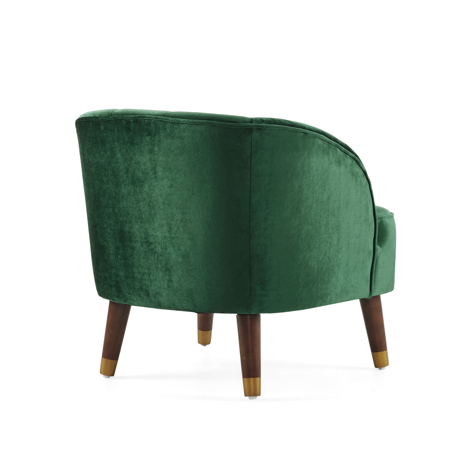 Upholstered Barrel Accent Chair With Wooden Legs Emerald Rubberwood Velvet