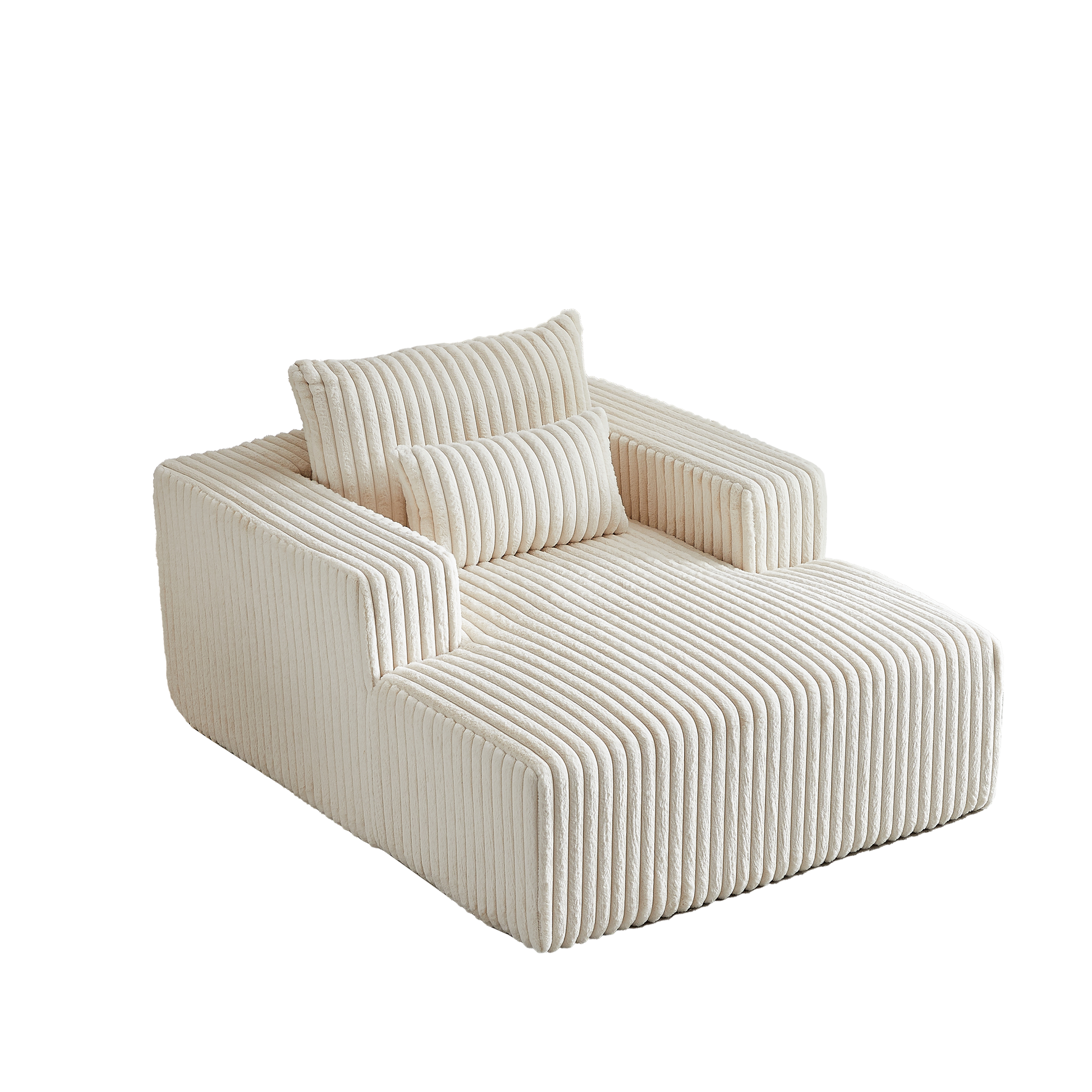 62.5 Inch Corduroy Sponge Sofa Lounge Chair,No Assembly Required,Fluffy Modern Sleeper Chair For Indoor Living Room Bedroom Beige Foam Corduroy 1 Seat