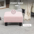 Homcom Ottoman Foot Rest, Small Foot Stool With Linen Fabric Upholstery And Plastic Legs, Cube Ottoman For Living Room, Pink Pink Linen