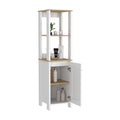 Arctic Linen Cabinet, With Four Shelves, Single Door Cabinet Multicolor 1 4 18 To 23 In 36 To 59 In Bathroom Freestanding Contemporary 10 15 Inches Melamine Engineered Wood