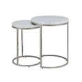 Zaidee Nesting Table Set, Natural Marble Top & Nickel Finish Lv02796 White Marble Metal