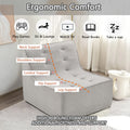 Fireside Chair, Lazy Floor Sofa Couch, Teddy Velvet Bean Bag Chair, Tatami Sofa With High Resilience Foam For Living Room, Bedroom, Office Salon, Gray Gray Soft Foam Foam,Teddy