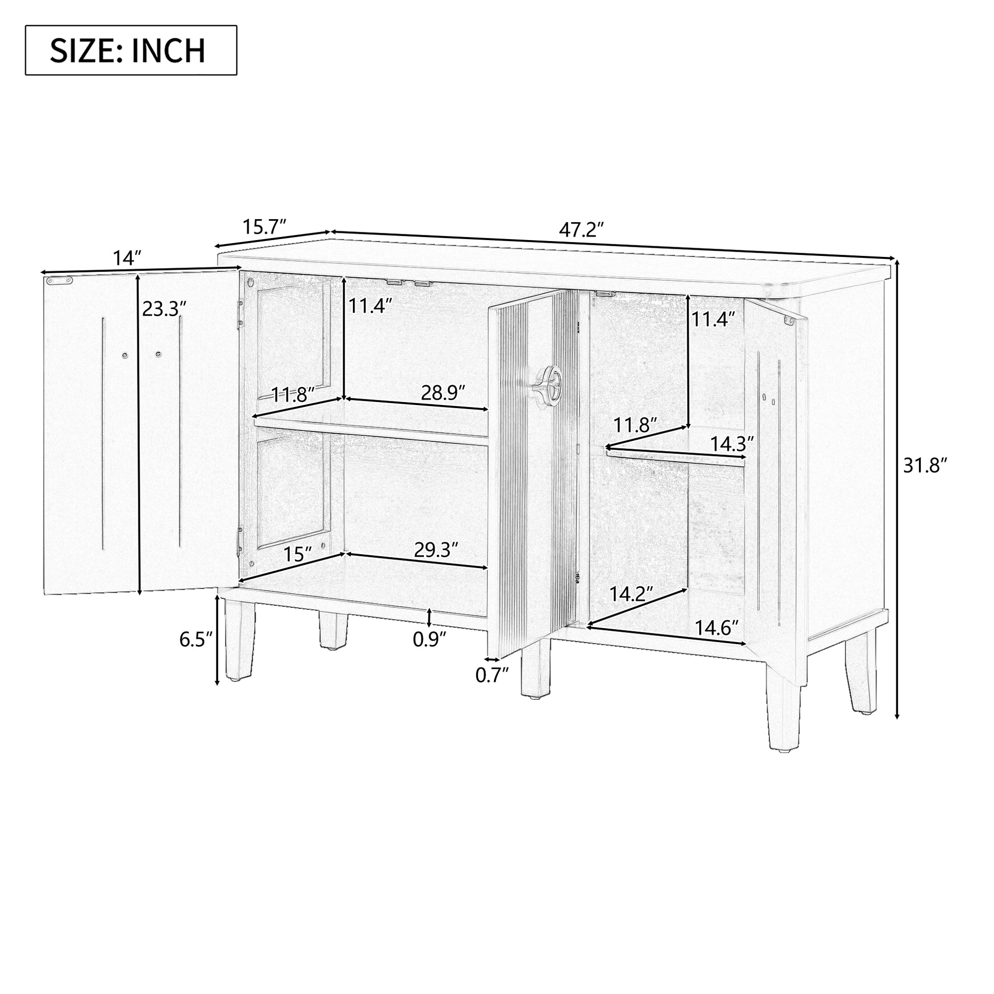 Simple And Atmospheric Solid Wood Veneer Fraxinus Mandschuric Cabinet With Three Acacia Solid Doors,Adjustable, Suitable For Study, Corridors,And Entrances. White Mdf