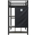 Twin Size Metal Loft Bed With Built In Wardrobe, Desk And Shelves, Black Expected Arrival Time: 9.3 Box Spring Not Required Twin Black Mdf Metal