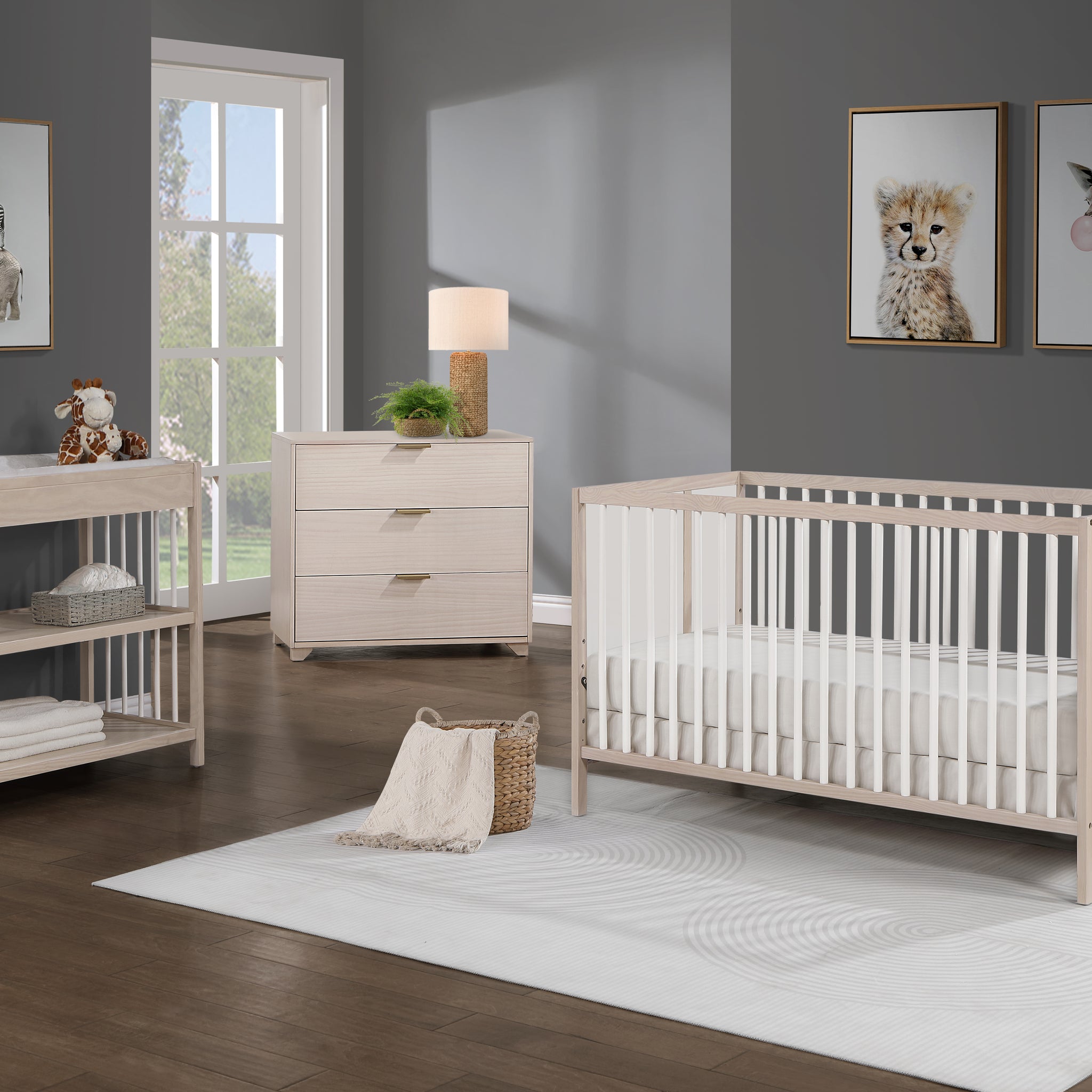 Pixie Finn 3 In 1 Crib In Washed Natural White Natural White Wood