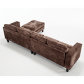 Arrived 5 Seat Modular Sofa,With Storage Ottoman, Convertible Sectional Sofa, L Shaped Couchreversible Chaise ,Riveted Sofa,Chenille, Brown Brown Polyester Wood Primary Living Space Medium Soft Cushion Back Modern Square Arms Foam Metal & Wood 5 Seat