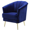 Blue And Gold Tufted Back Accent Chair Blue Primary Living Space Modern Eucalyptus Wood Fabric