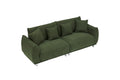 An 86.6 Inch Teddy Wool Black Sofa With Four Throw Pillows And Hardware Feet Makes It Comfortable To Sit In An Apartment Bedroom Without Taking Up Space Green Fabric 2 Seat