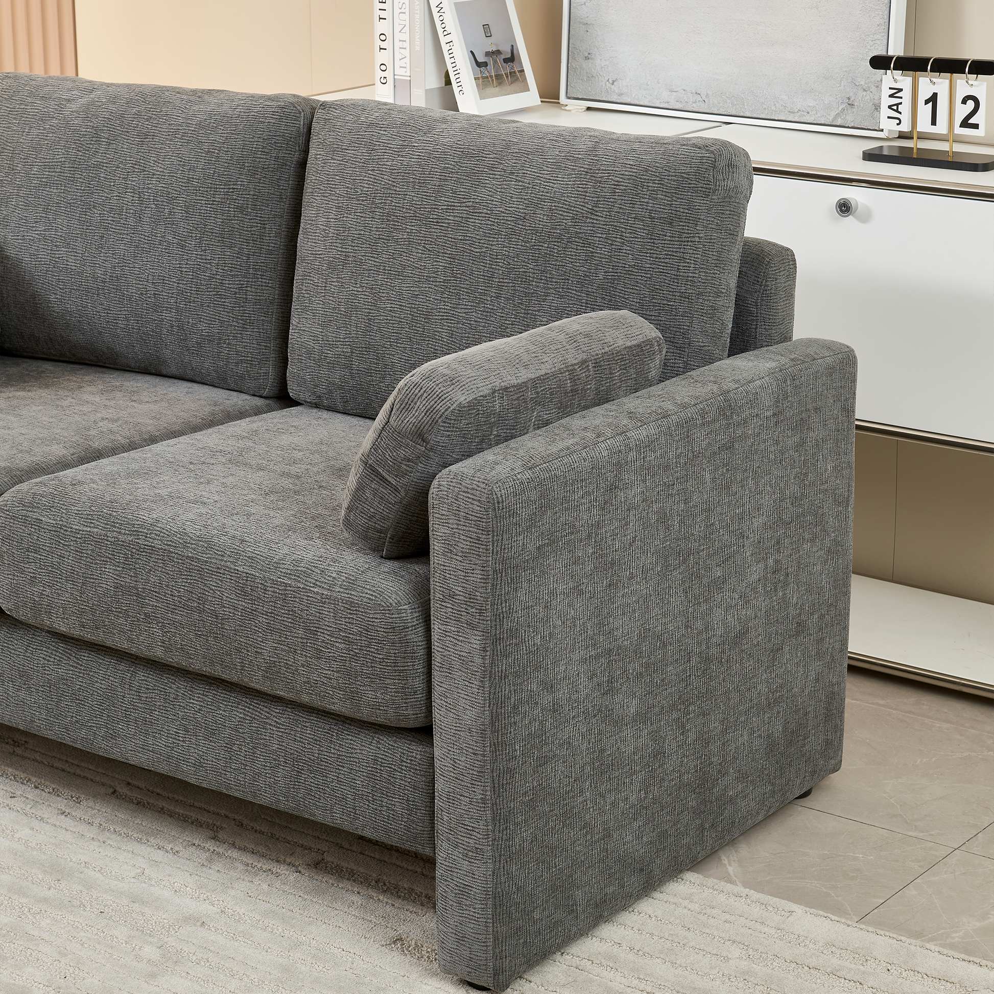 58.66" Small Modern Loveseat Sofa, Mid Century Chenille Fabric 2 Seat Couch Beautiful Seat With Back Cushions, Accent Sofa Couch For Living Room, Bedroom And Small Space Gray Wood Foam Chenille 2 Seat