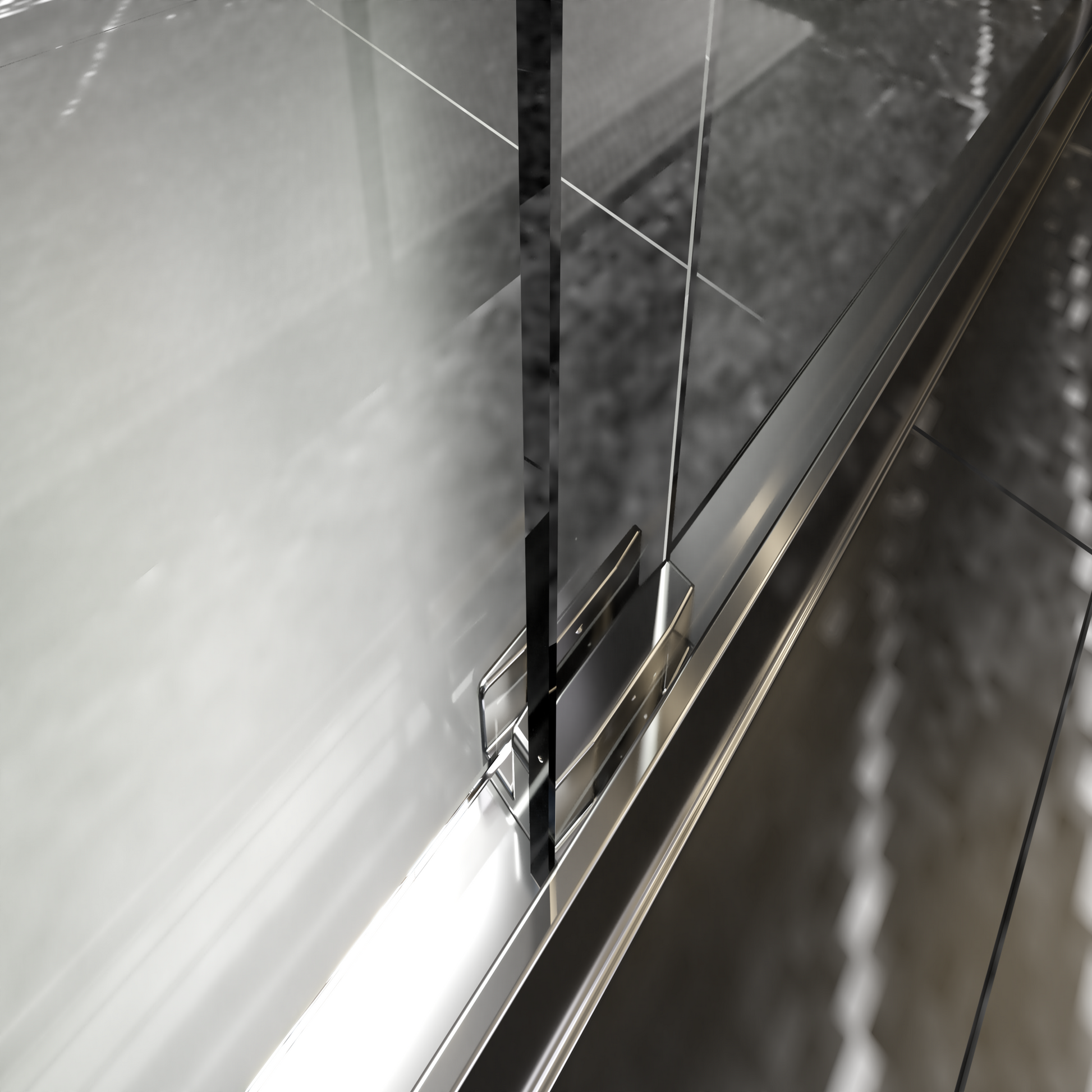 56" 60"W*70" H Semi Frameless Double Sliding Shower chrome-glass+metal