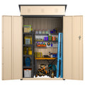 6X4X3 Ft Outdoor Storage Shed, Steel Metal Lockable Garden Shed, Tiny House, Utility Shed, Lean To Shed & Outdoor Storage, Waterproof Backyard Shed With Door For Bike, Tools, Lawnmower Antique Yellow Gray Garden & Outdoor American Design Metal