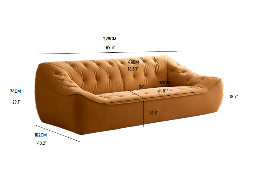 Wks10O Orangeset Sofa, Durable Fabric, Solid Wood Frame Orange Fabric 2 Seat