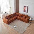 Luxury Modern U Shaped Sectional Sofa Couch, Large Modular Sherpa Fabric Couch For Living Room, High Density Foam, Comfortable, Easy Assembly, Perfect For Families And Entertaining Guests Orange Medium Soft Foam Sherpa 5 Seat