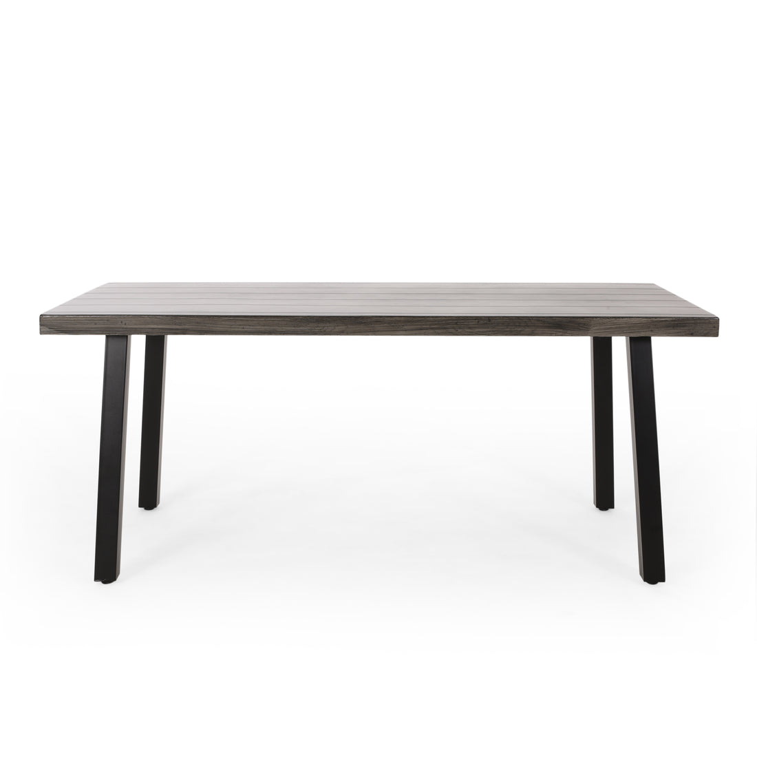 Outdoor Modern Industrial Aluminum Dining Table, Gray, Matte Black Grey Aluminium