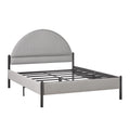 Modern Upholstered Curved Headboard Queen Bedframe Grey Queen Gray Metal Polyester