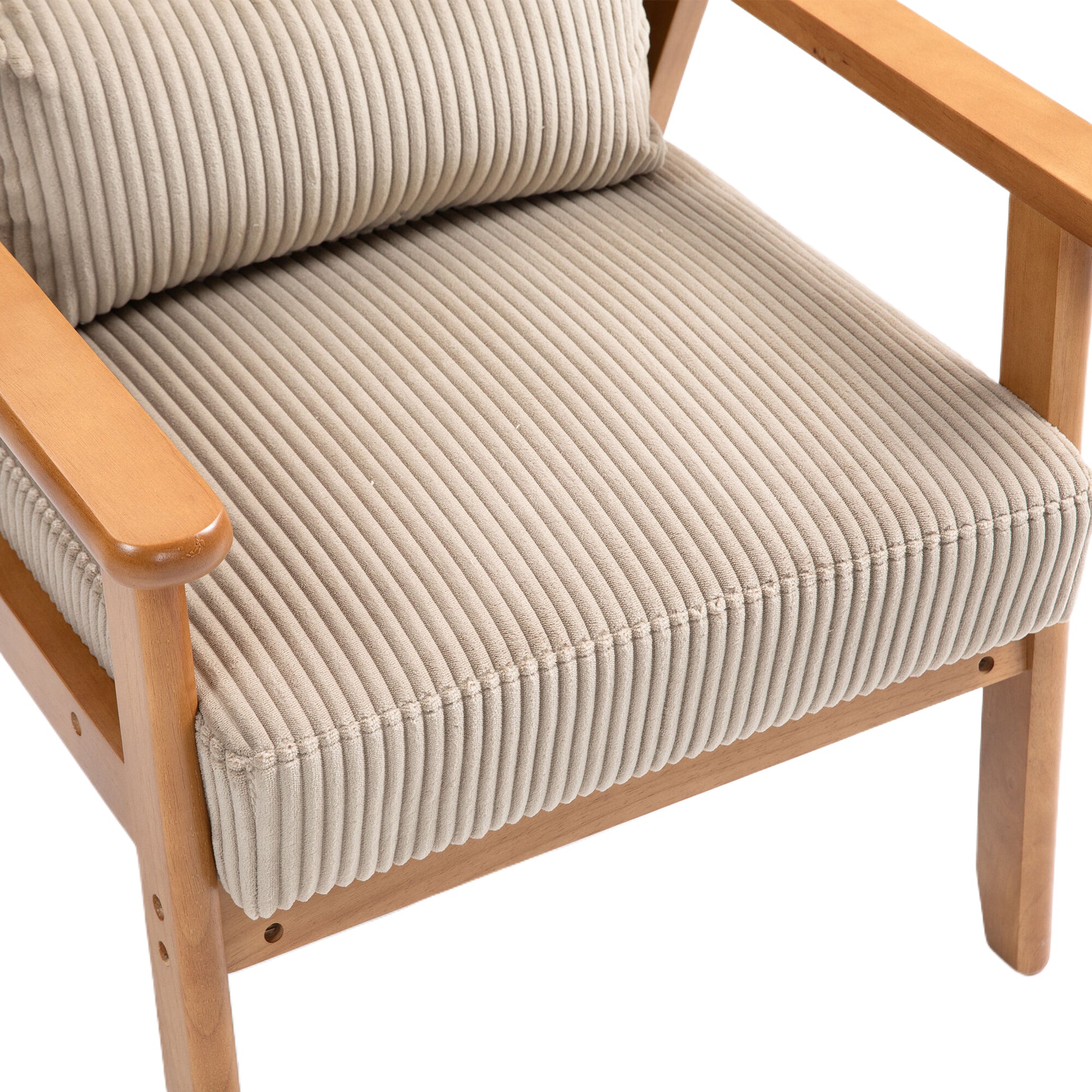 Leisure Chair With Solid Wood Armrest And Feet, Leisure Chair, Wood Frame, Velvet, L, Solid Rubber Wood Legs, Mid Century Modern Accent Chair, For Living Room Bedroom Studio Chair Camel Corduroy