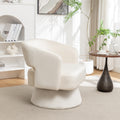 Swivel Barrel Chair, Velvet Accent Armchair 360 Degree Swivel Club Chair For Living Room Bedroom Reception Room White Foam Velvet