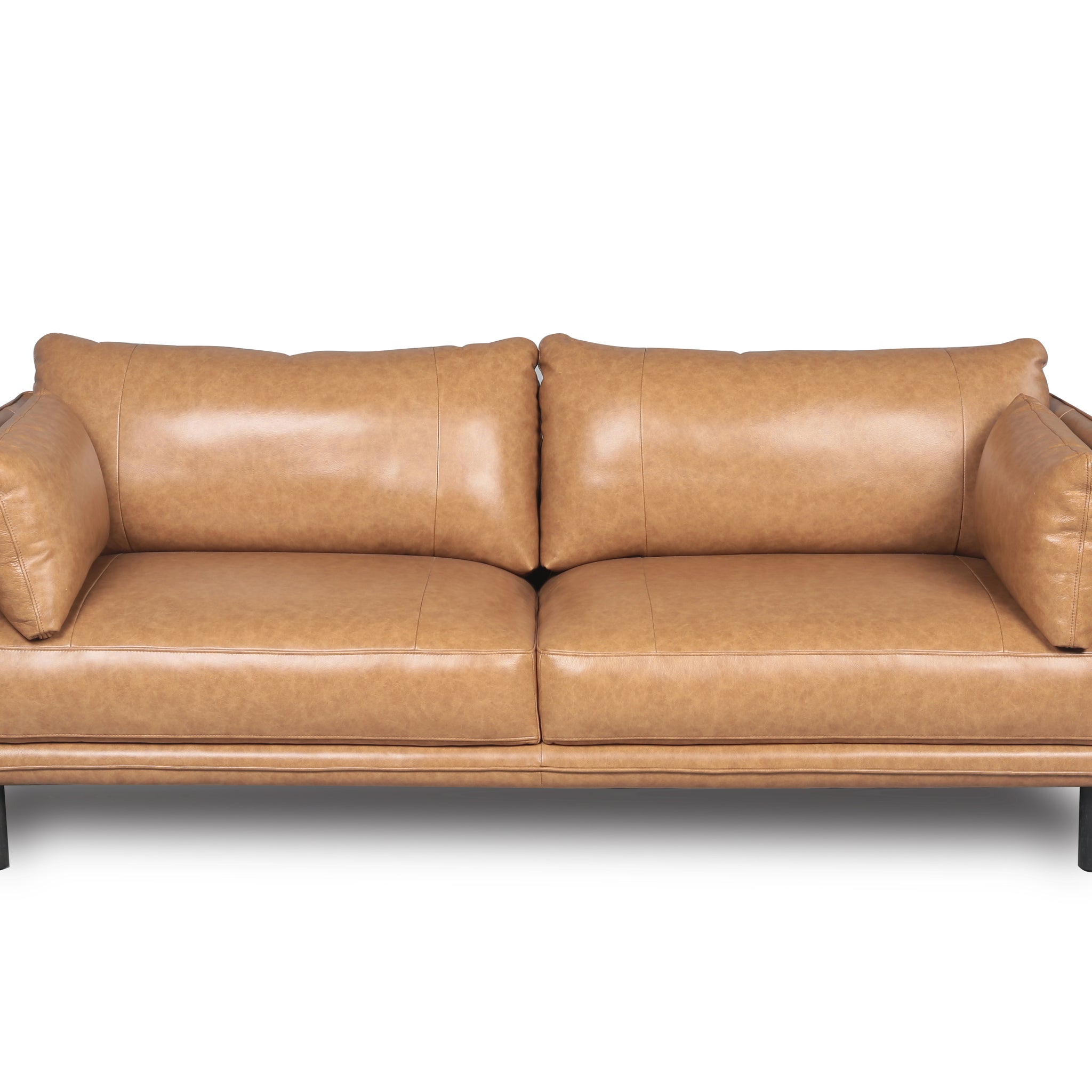 Modern Leather Sofa Camel Leather 2 Seat