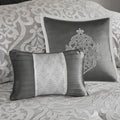 8 Piece Jacquard Comforter Set Silver Silver Queen Queen Silver Silver Polyester