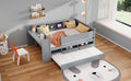 Multi Functional Twin Daybed With Drawers And Trundle, Headboard Storage And Tables, Usb Charging Station, Gray Box Spring Not Required Twin Gray Wood Daybeds Pine