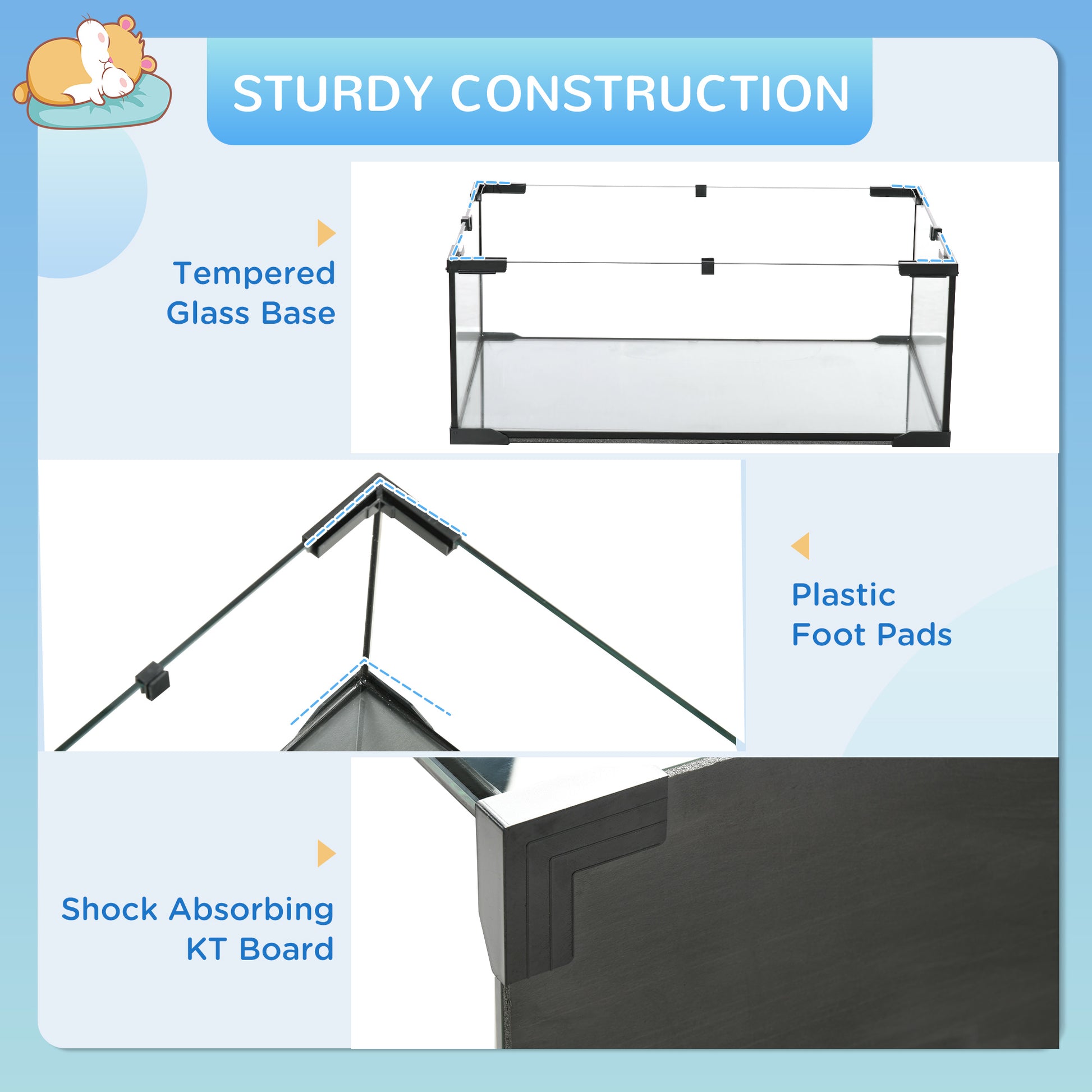 Pawhut Hamster Cage, 23.5" Gerbil Cage With Glass Basin, Ramps, Platforms, Hut, Exercise Wheel, For Small Hamsters, Black Black Steel