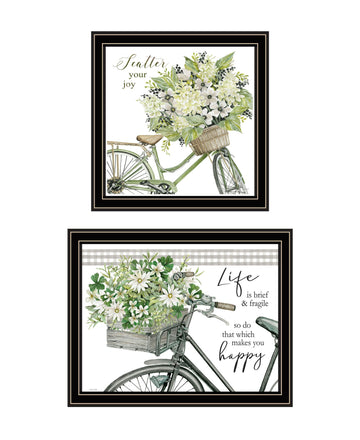 "Get On Your Bike And Scatter Your Joy" Framed Wall Art For Living Room, Wall Art Print For Home Decor, Bedroom Wall Art By Cindy Jacobs Multicolor Wood Paper