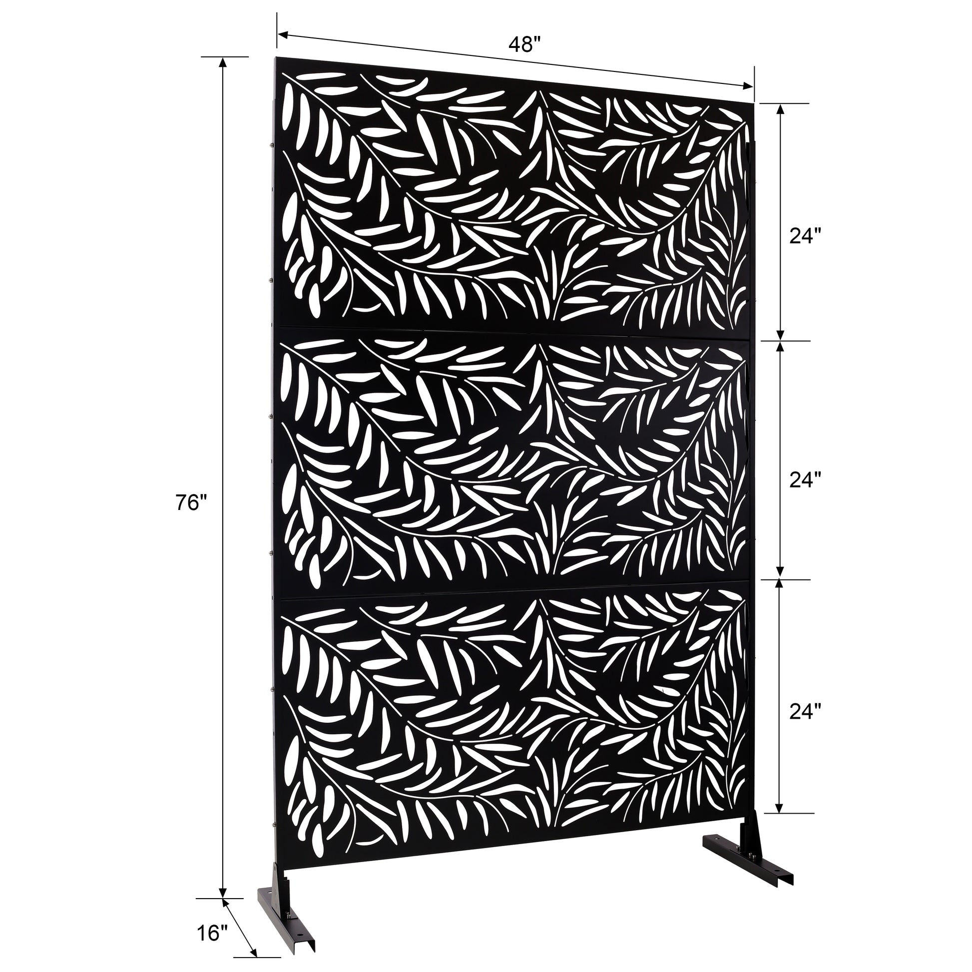 Outdoor & Indoor Privacy Screen Metal Privacy Screen 76" H 48" W, Freestanding Decorative Privacy Screen For Deck Balcony Patio, Privacy Fence Panels For Outside Lawn Garden Ps119 Black Black Steel