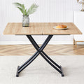 Modern Minimalist Multifunctional Lift Table With 0.8 Inch Mfc Tabletop And Black Metal Legs, Can Be Used As Dressing Table, Coffee Table, Dining Table, And Office Desk. Lt 10055 Black Iron