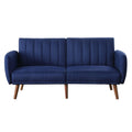 Blue And Walnut Upholstered Adjustable Sofa Blue Linen Wood Primary Living Space Split Back Modern Eucalyptus Foam Linen 2 Seat
