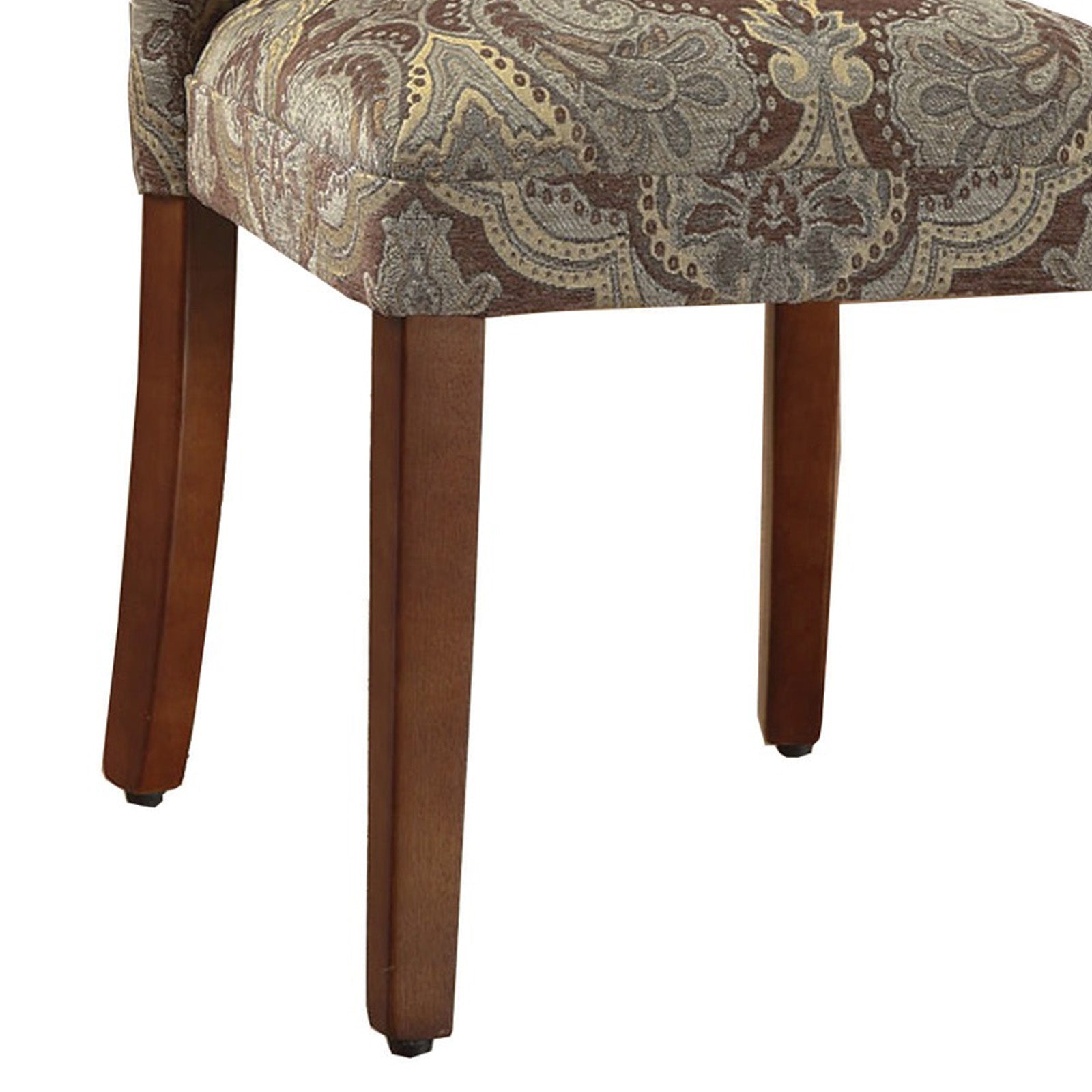 Fabric Upholstered Wooden Parson Chair With Paisley Print, Multicolor, Set Of Two Multicolor Wood Fabric