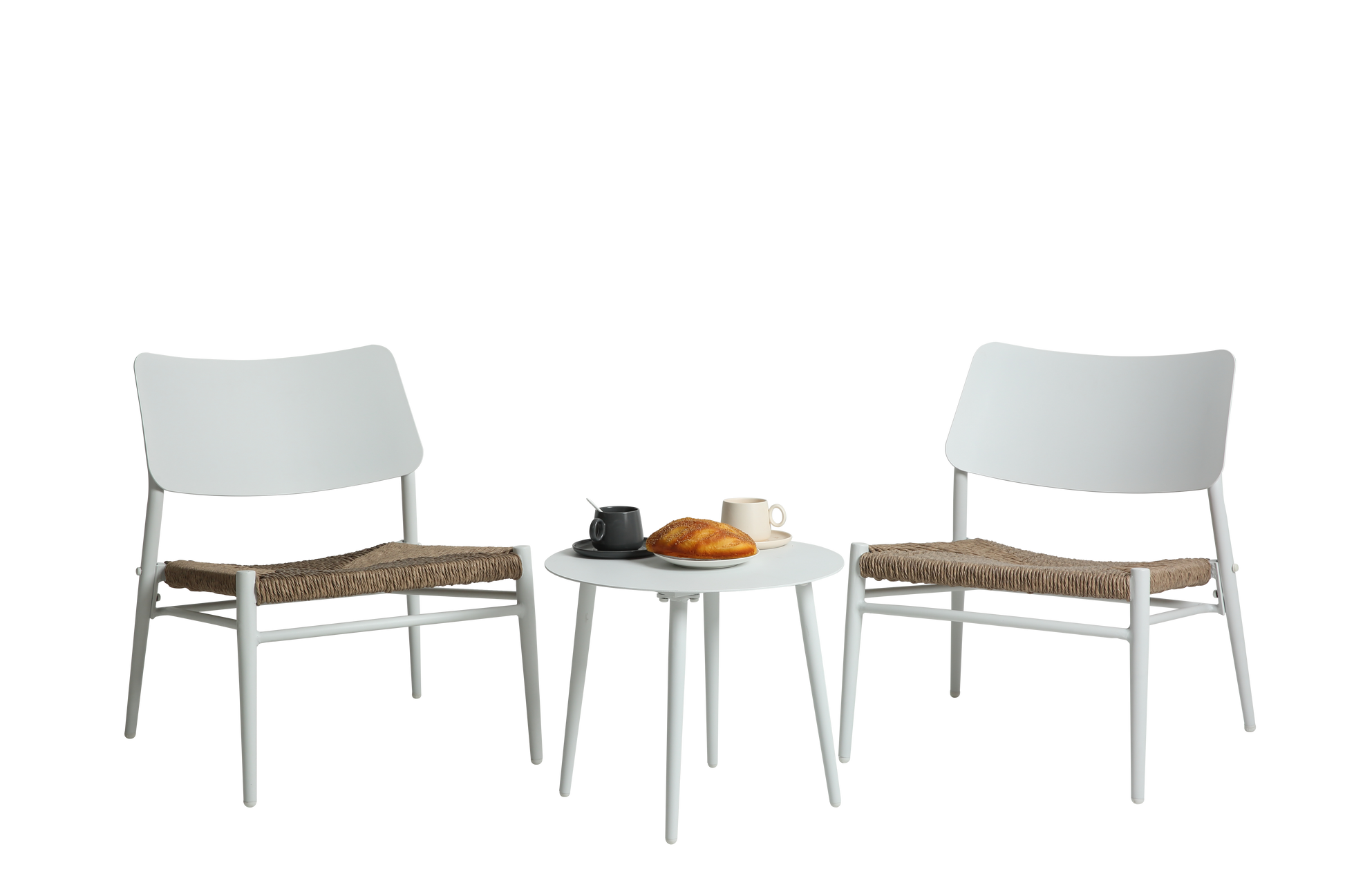 Aluminium 3 Piece Patio Set Bistro Table And Chairs Setbackyard, Garden, Living Room, White White Steel