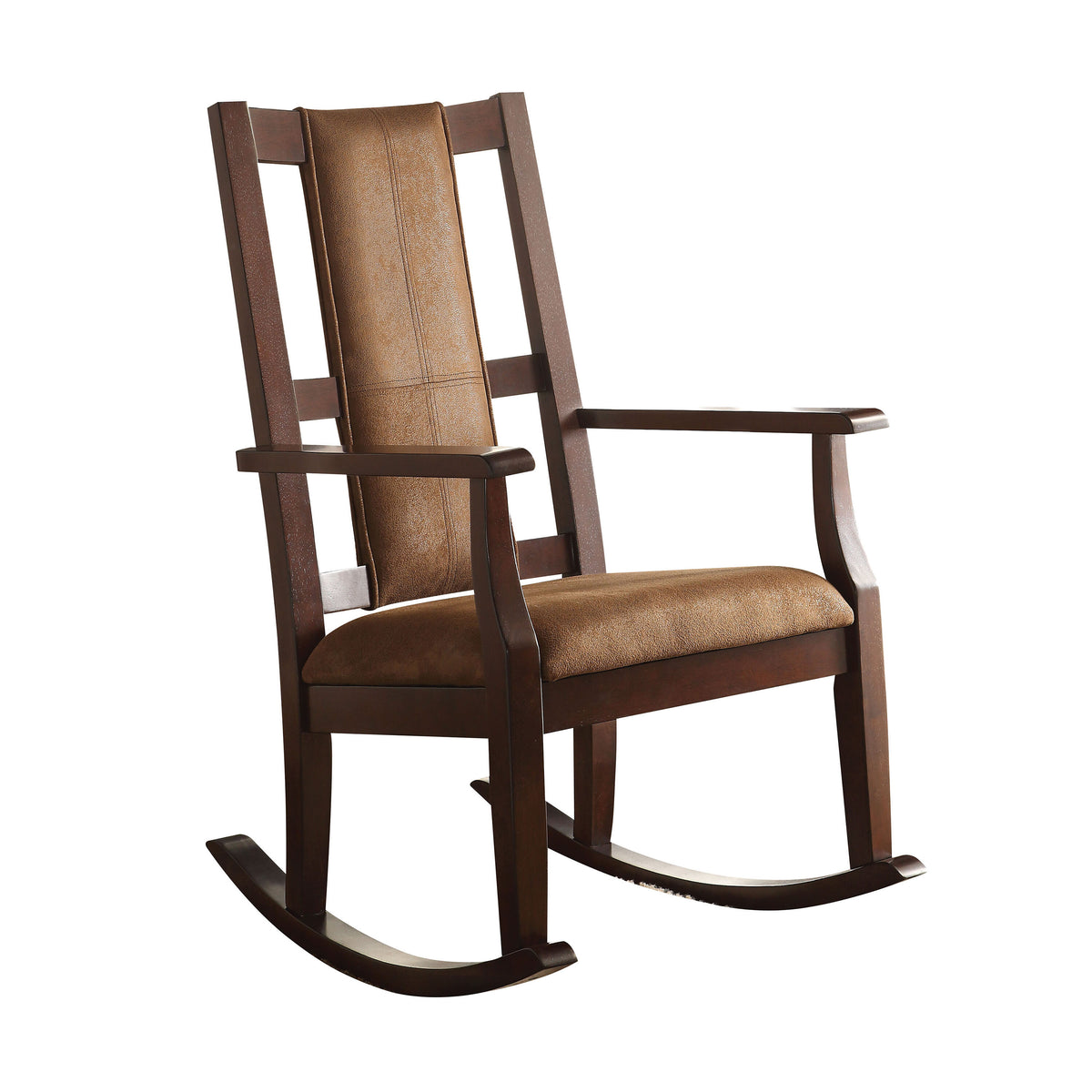 Coffee Rocking Chair Brown And Espresso Rocking Chair With Padded Seat Cushion Solid Brown,