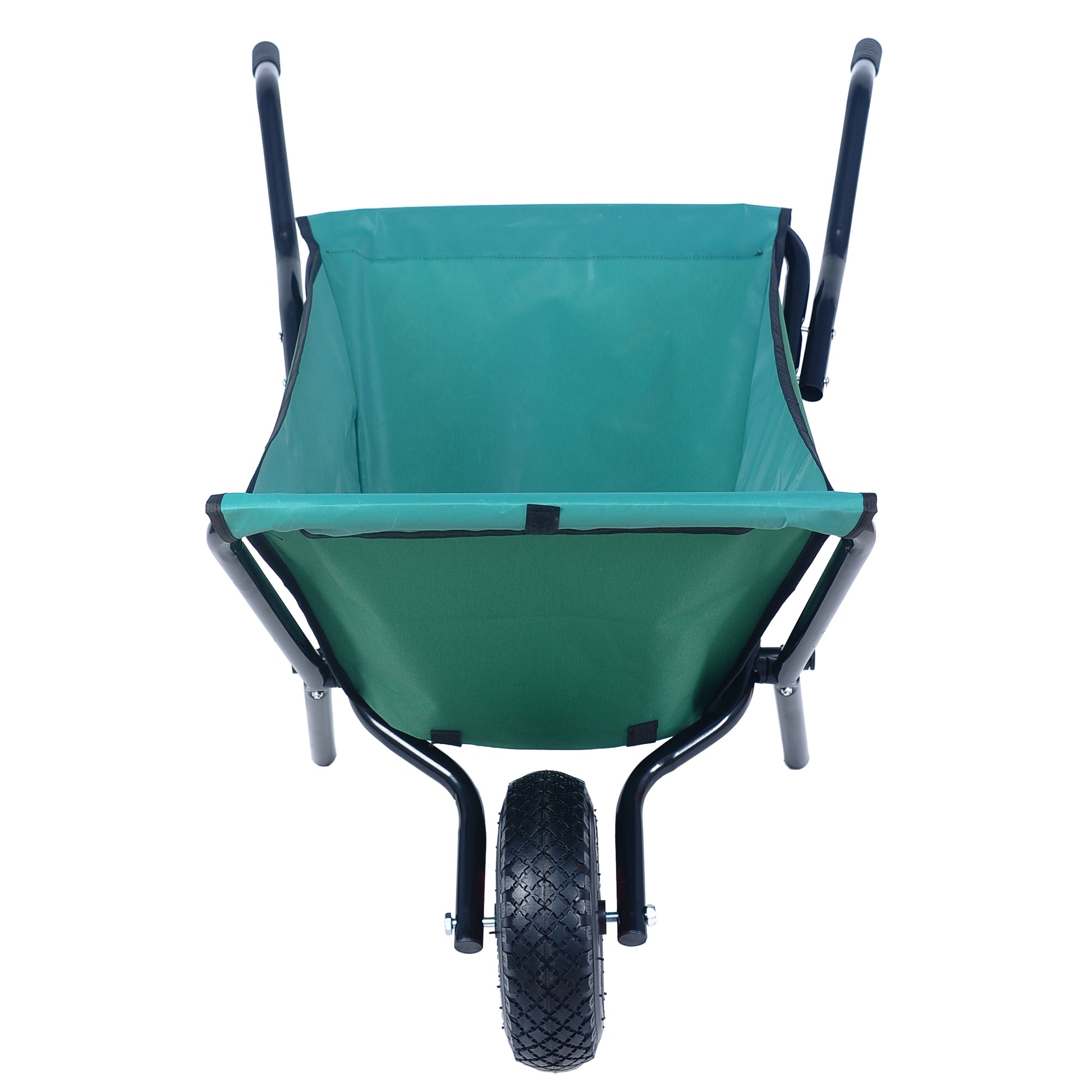 Collapsible Wheelbarrow 176 Lbs Folding Yard Garden Wheelbarrow Foldable Lightweight Gardening Heavy Duty Oxford Cloth Green Lawn Cart For Grass, Leaf, Garden Supplies, 10" Pneumatic Tire Green Iron,Oxford Fabric