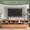 Modern Tv With 4 Drawers& 2 Open Cabinets, Media Console Table For Tvs Up To 75'', Entertainment Center With Acrylic Transparent Storage Space For Living Room, Bedroom, Home Theatre Wood Red Primary Living Space 70 Inches 60 69 Inches 70 Inches Particle