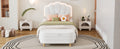 2 Pieces Bedroom Sets Twin Size Flower Shaped Upholstered Led Platform Bed With Storage Ottoman Sherpa Fabric, White Twin White 2 Piece Set Wood