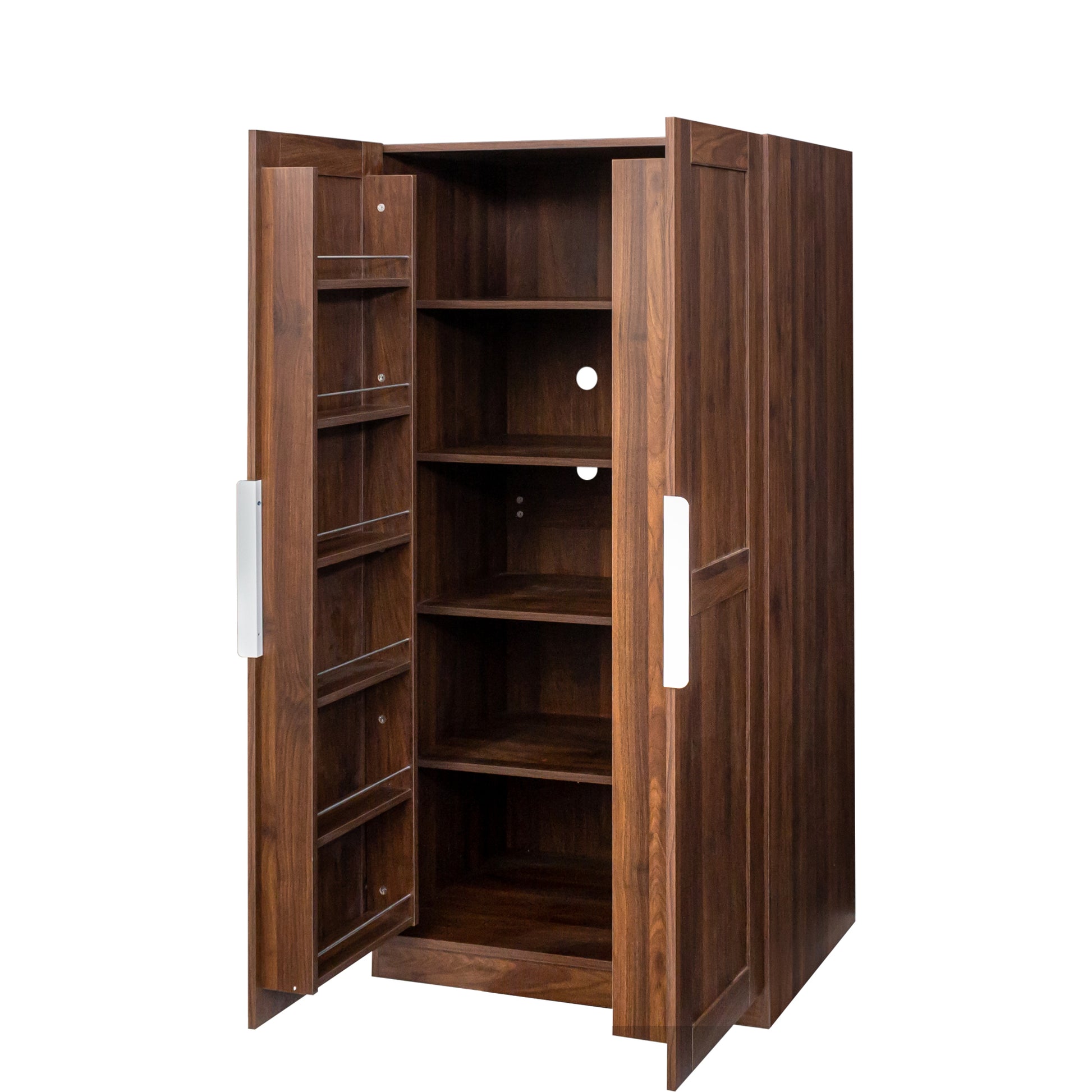 62.99In Kitchen Pantry Cabinet, Walnut Freestanding Buffet Cupboards Sideboard With Doors & Shelves, Kitchen Pantry Storage Cabinet For Kitchen, Living Room And Dinning Room Walnut Mdf