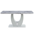 Table And Chair Set, Modern Minimalist Marble Textured Rectangular Dining Table. Suitable For Restaurants And Living Rooms. Soft Cushion Seats.F 1280 Gray Mdf