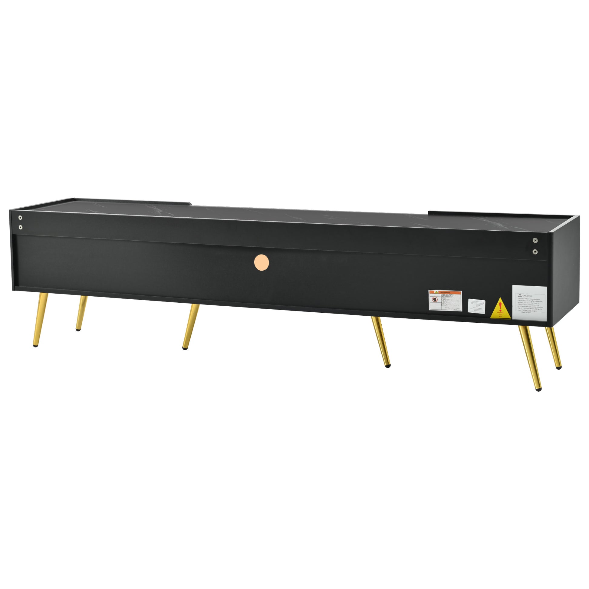 Modern Tv Stand With Led Lights For Tvs Up To 80 Inches, Entertainment Center With 4 Drawers And 1 Cabinet With Brown Glass Door, Media Console With Metal Legs And Handles For Living Room Black 70 79 Inches Mdf