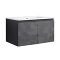 30'' Floating Wall Mounted Bathroom Vanity With Ceramics Sink & Soft Close Cabinet Door, Kd Package Black 2 Soft Close Doors Bathroom Wall Mounted Modern Plywood