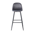 Bar Stools Set Of 2, 30 Inches Velvet Barstool Modern Counter Bar Height Chair With Back, Sturdy Metal Legs & Footrests, Easy Assembly, Island Stool For Kitchen Bar Dark Grey Velvet