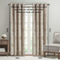 Knitted Jacquard Paisley Total Blackout Grommet Top Curtain Panel Only 1 Pc Panel Champagne Polyester