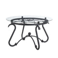 2 Piece Tempered Glass Surface Coffee Table Set, Decor Coffee Table Round End Side Table With Sturdy Construction For Living Room Rustic Black Black Primary Living Space American Design,Retro Round Coffee & End Tables Glass Metal