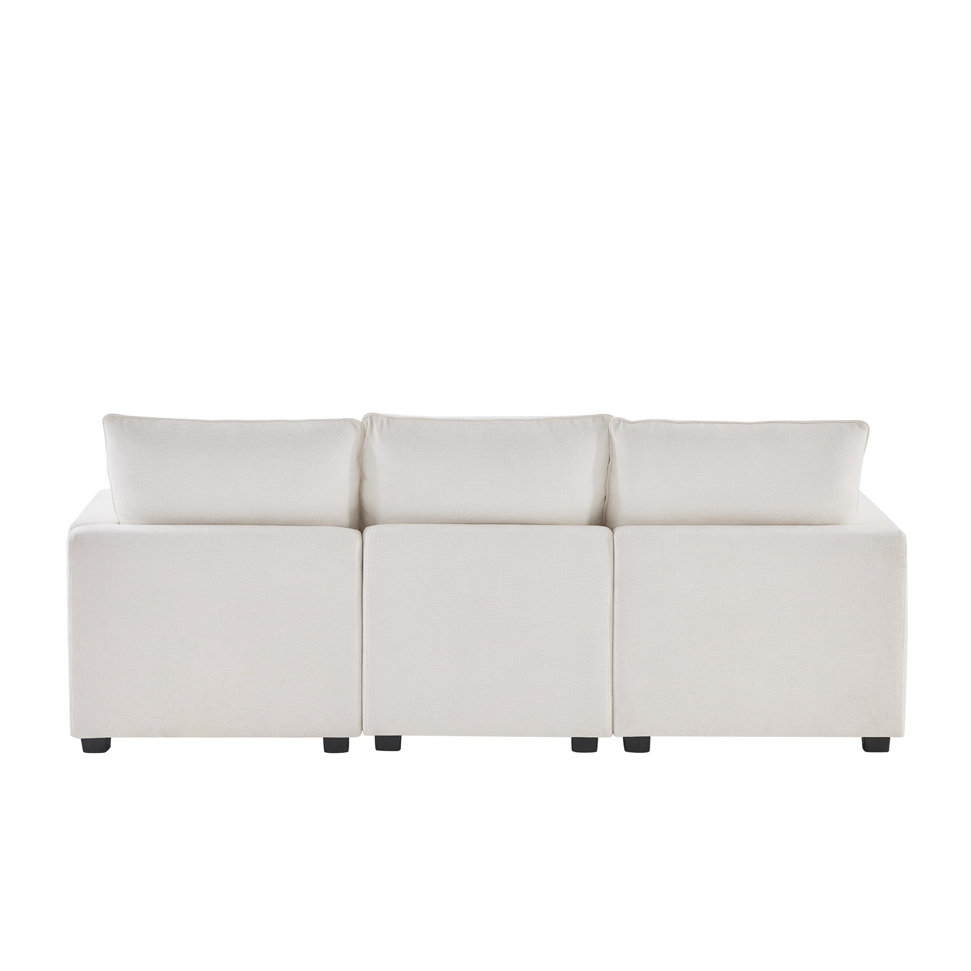 84*57" Modern Modular Sofa, 4 Seat Chenille Sectional Couch Set With 2 Pillows Included, Freely Combinable Indoor Funiture For Living Room, Apartment, Office, 2 Colors White Chenille 4 Seat