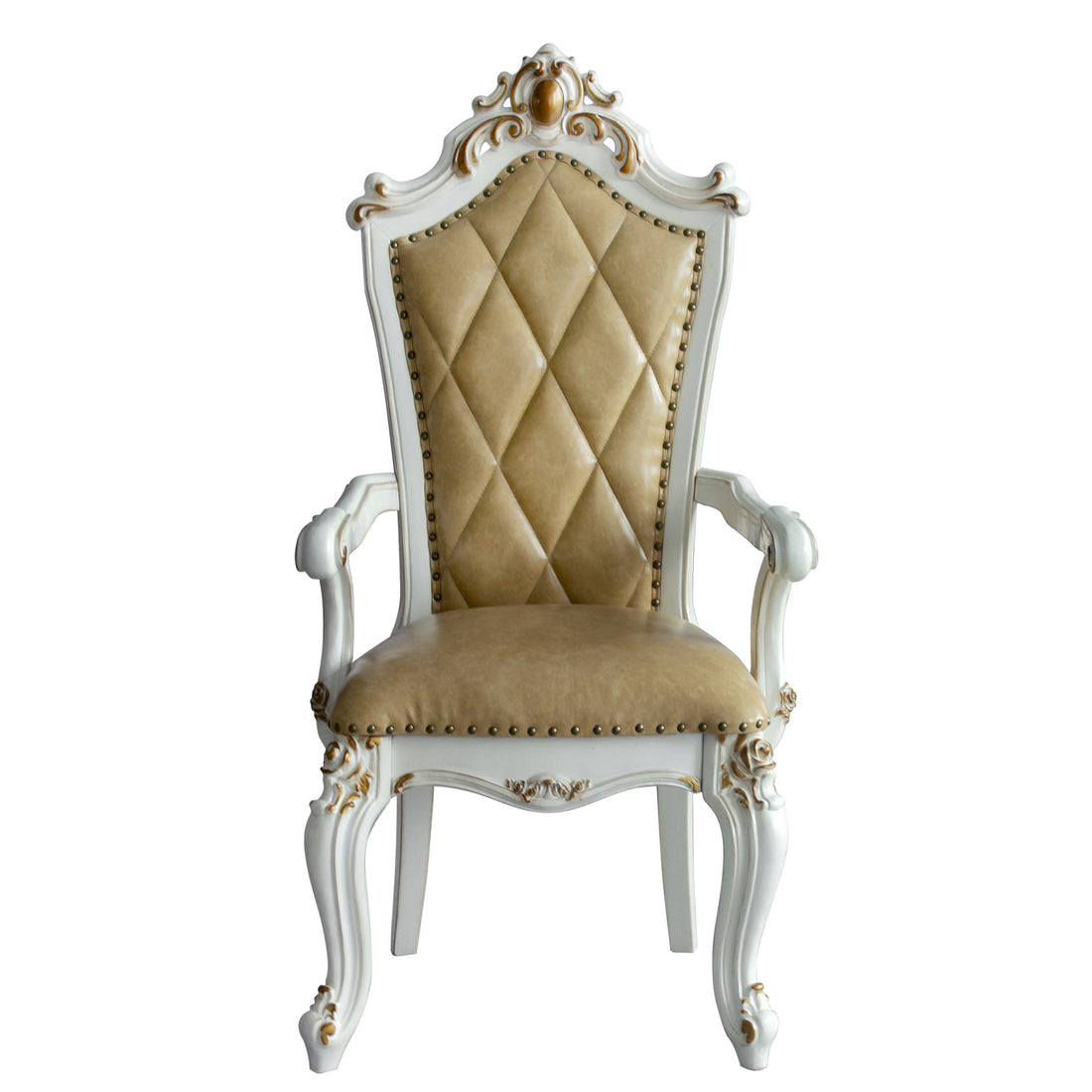 Butterscotch And Antique Pearl Tufted Arm Chairs